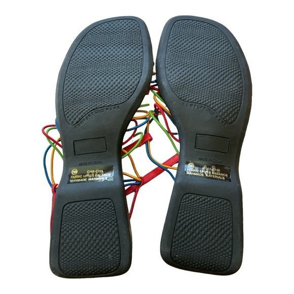 MOBILITY womens 7 open toe sandals RAINBOW colors ELASTIC straps slip on… - Picture 7 of 8